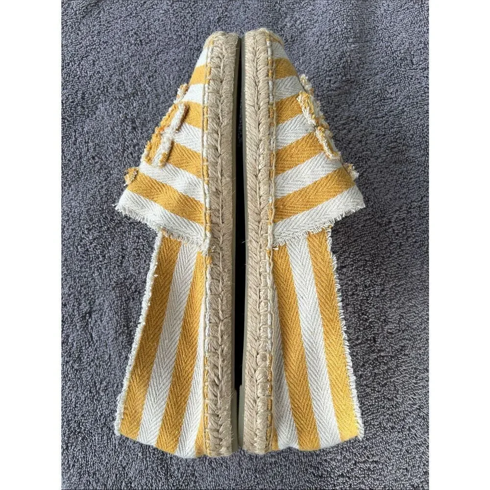 TORY BURCH Fray Stripe Espadrille Flat In Citrus, Size 11, NWOT